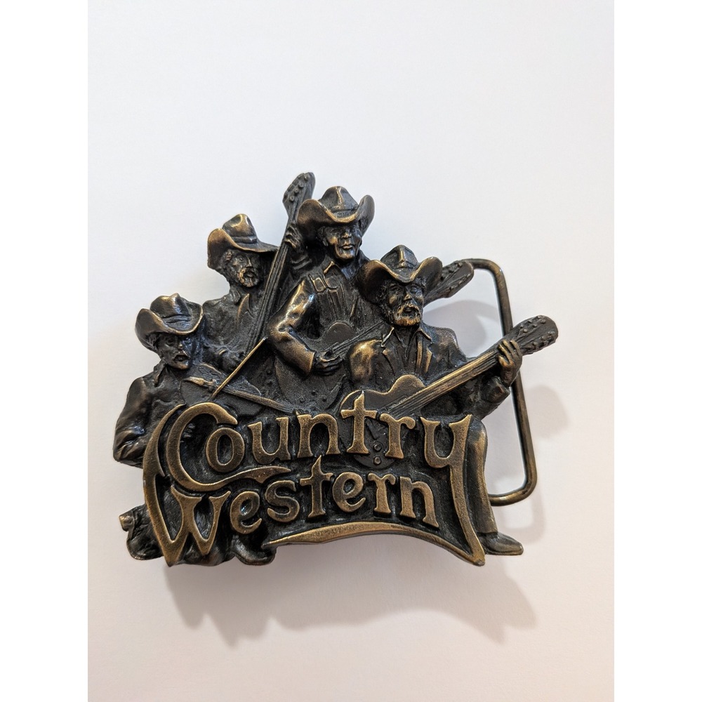 Vintage 1981 Bergamot Brass Works Country Western Band Belt Buckle Made in USA
